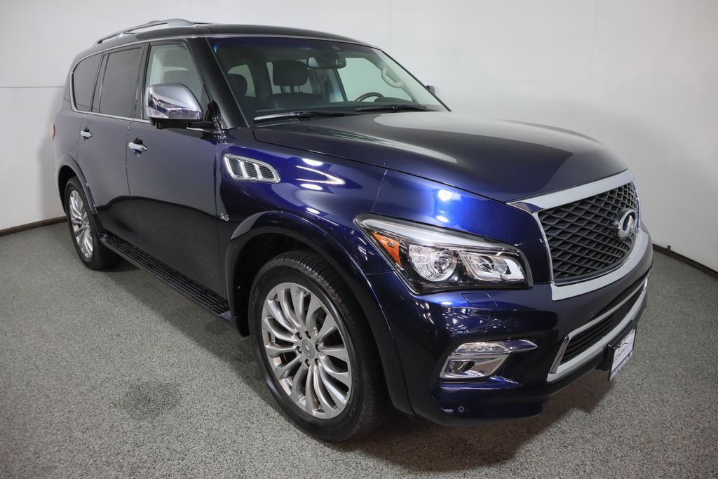 2017 Used INFINITI QX80 AWD w/ Deluxe Tech, Theater, Driver Assist & 22